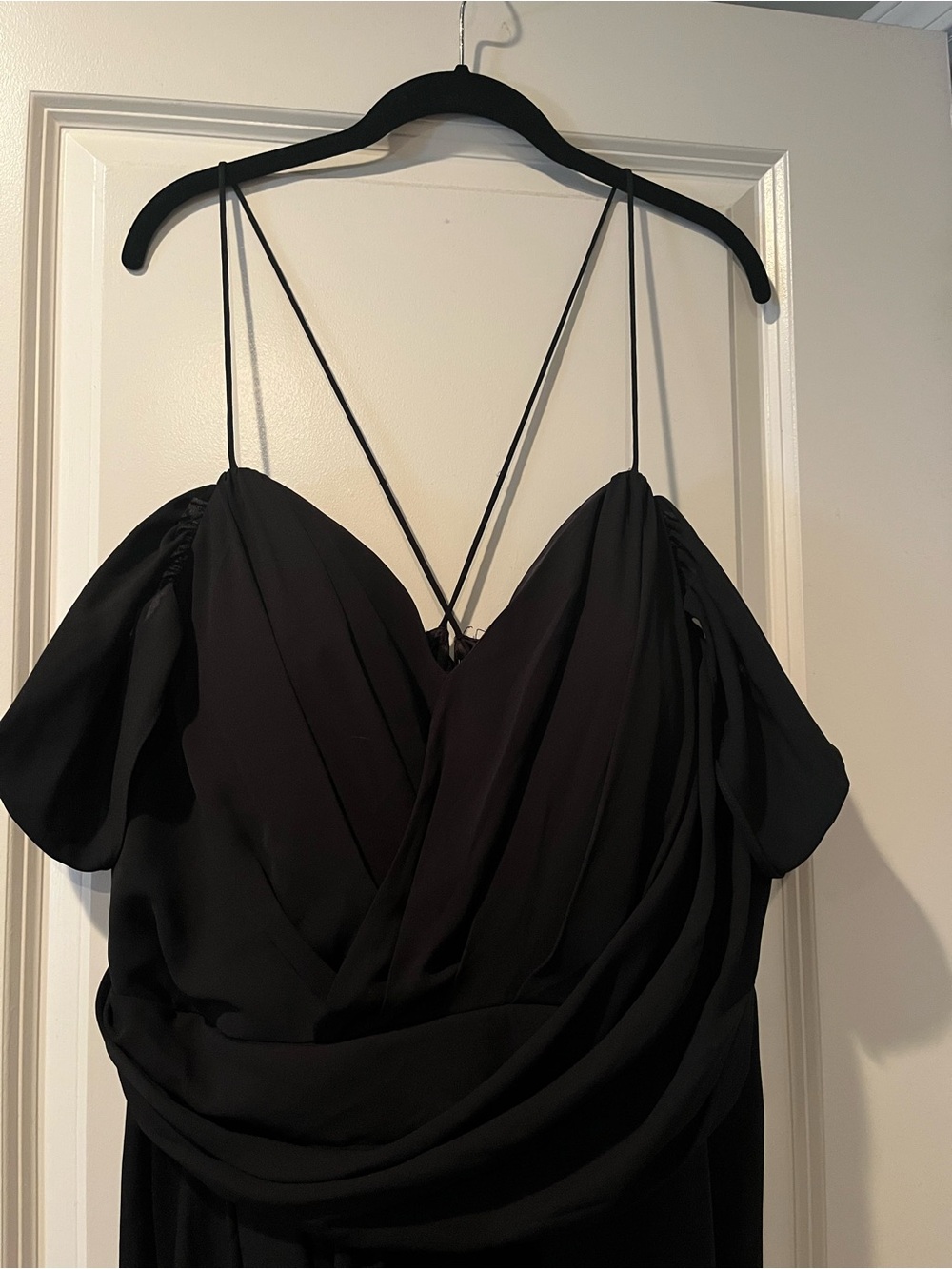 City Chic Black One-Shoulder Draped Evening Gown